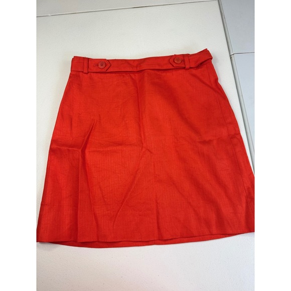 J. Crew Red Linen Skirt Size 0 Womens Mini A-Line Button Accent Career - Picture 1 of 8